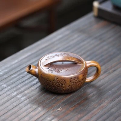 Tetera china de 6,8 oz tallada a mano real Yixing Zisha olla gran apertura para Puer Foto 1 de 4