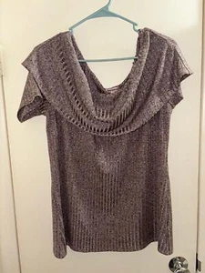 Juicy Couture Off the Shoulder Ribbed Top Metallic Stretch Size XL - Picture 1 of 3
