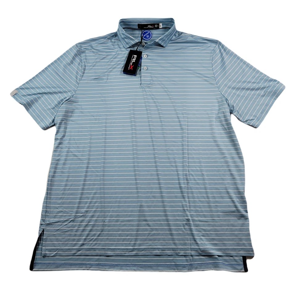 Polo Ralph Lauren RLX Performance Print Polo Para Hombres XL Azul Rayas Foto 1 de 4