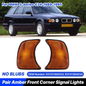 2x Amber Front Corner Parking Light Indicator Lens For BMW 5-Series E34 89-95 - Picture 1 of 6