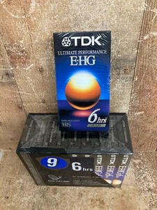 LOT of 9 PACK + 1 TDK (10 TOTAL) E-HG VHS Video Tapes T-120 EHG Extra High Grade - Picture 1 of 6