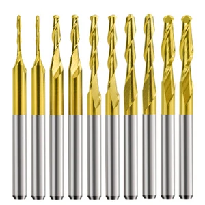 1/8" Shank Solid Carbide Ballnose End Mill TiN 2 Flute Spiral Router Bit for MDF - Picture 1 of 21