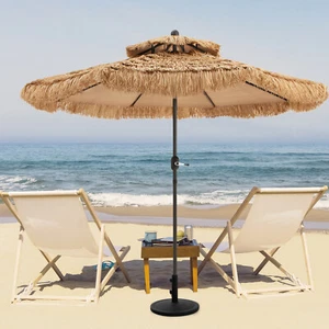 2.7M Hula Thatched Umbrella Patio Tiki Parasol Hawaiian Style Tilt for Beach - Picture 1 of 8
