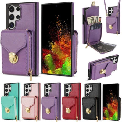 Leather Wallet Phone Case For Samsung S24 S23 S22 S21 Ultra Note 20 A53 A04S A54 - Image 1 of 4