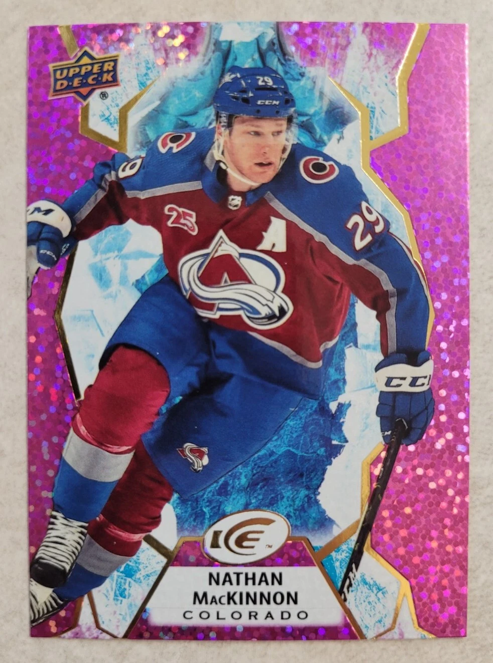 2021-22 Upper Deck Ice #56 Nathan MacKinnon Lavender Parallel Avalanche