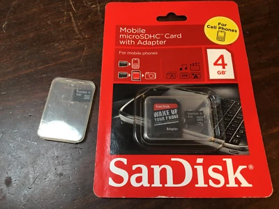Sandisk Mobile microSDHC card 4GB w Adapter & 8 GB, (4 is new, 8 is used) - Image 1 of 4