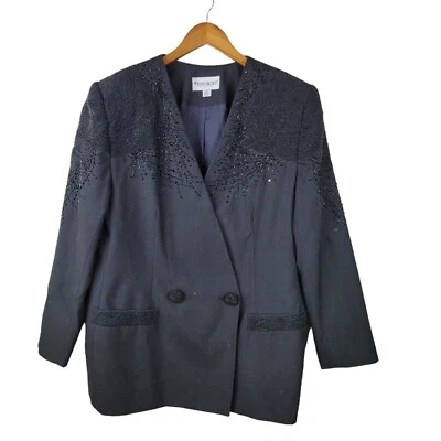 Chaqueta John Meyer Vintage Años 90 Talla 18W Con Cuentas Elegante Noche Evento Doble Pecho Foto 1 de 4