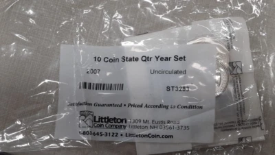 2007 P&D Statehood Quarter 10 Coin Set  UNC in Littleton Packaging - Image 1 of 3