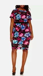 Ashley Nell Tipton For BOUTIQUE Multi Floral Mesh Bodycon Plus Size 3x Kleid - Bild 1 von 6