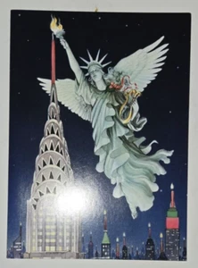 RARE Vintage Christmas STATUE OF LIBERTY New York  Used Greeting Card - Picture 1 of 1