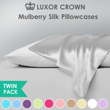 2x Mulberry Silk Standard Pillow Case Slip Protector Genuine 25 Momme Silk Gift