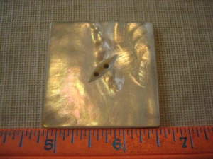 Vintage XXL 2-7/16" Square Mother Of Pearl MOP Shell Button - O11 - Picture 1 of 5