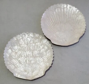 Zodax Capiz Shell Serve Ware Pearlescent 11 X 11 Plate Bowl Set Of 2 - Picture 1 of 5