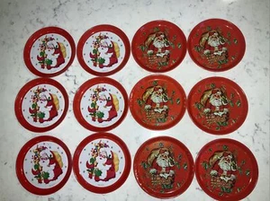 Juego de 12 posavasos vintage de Navidad de metal de hojalata Papá Noel - Imagen 1 de 2