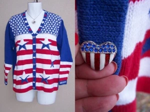 Storybook Knits NUEVO Suéter Estrellas y Rayas Top Talla L 4 de Julio Bandera de Estados Unidos Nuevo con Etiquetas - Imagen 1 de 12