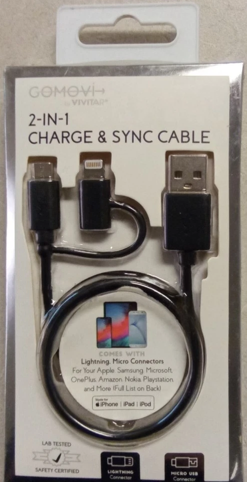 Vivitar 2-in-1 Charge & Sync 3 Feet Cable Made for iPhone iPad and iPod