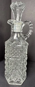 Anchor Hocking Wexford Pattern Clear Glass Oil and Vinegar Cruet Vintage 6 oz - Picture 1 of 7