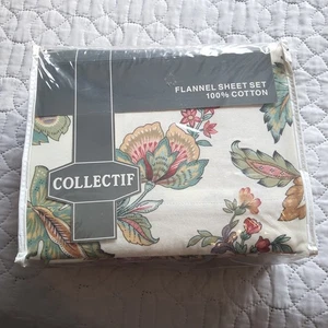 Vintage Collectif Doble Talla 100% Algodón Franela Floral 3 Piezas Juego de sábanas nuevas  - Imagen 1 de 3