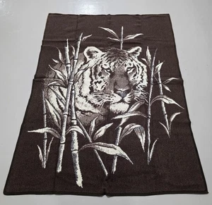 Manta de bambú vintage estilo tigre de San Marcos marrón y crema - Imagen 1 de 7