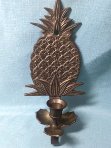 Vintage Brass Pineapple Wall Sconce Candle Stick Holders Handcrafted India - Picture 1 of 17