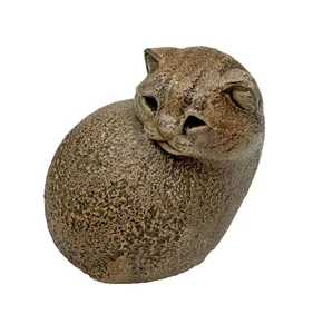 2001 Windstone Editions North Hollywood CA Brown Stoneware Cat Signed Pena - Picture 1 of 10