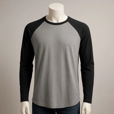 Camiseta Highland Hombre Manga Larga Mediana Gris y Negro Mezcla Algodón Foto 1 de 4