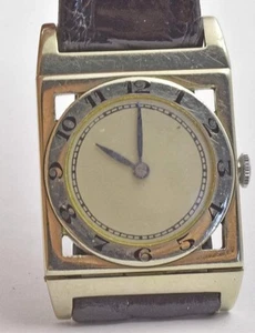 Antica lunetta smaltata oro bianco 18 kt H A MULLER 15j 1930 cerniera orologio da polso deco - Foto 1 di 6