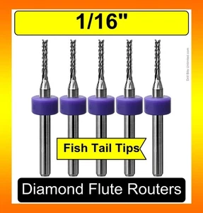 1/16" Router Bits Carbide .315" Depth Diamond Flute 5 PCS G10 FR4 PCB CNC R132 - Picture 1 of 5