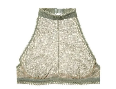 Bralette halter de encaje Victoria’s Secret con aros verde oliva transparente para mujer S Foto 1 de 4