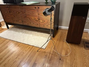 Vintage Telescoping Black & Chrome Tripod Floor Lamp Foldable Mid Century 1970s - Picture 1 of 8