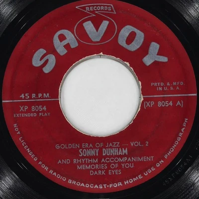 SONNY DUNHAM The Golden Era Of Jazz - Vol. 2 SAVOY XP 8054 VG 45 RPM 1953 Bop 7" - Image 1 of 4