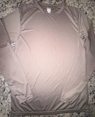 Mens Adult Medium Light Brown Soffe 100% Polyester Long Sleeve Shirt / Top - Image 1 of 2
