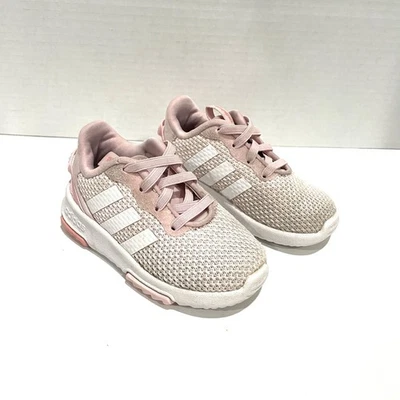 Adidas Racer TR2.0 Toddler Sneaker Sz 6K Pink White Lace Up Shoes FZ0069 Slip On - Image 1 of 4