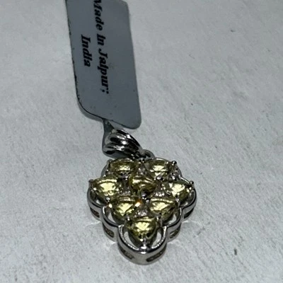 Кулон из чистого серебра с цитрином, новый с ярлыками, 925 - Изображение 1 из 4