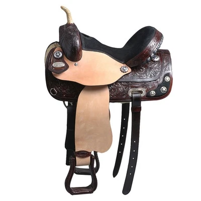 99HS Hilason Western Horse Treeless Trail Barrel American Leather Saddle - Image 1 of 4
