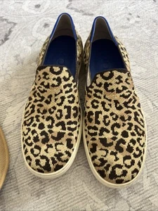 ROTHY'S Leopard Cheetah Animal Print Original Slip On Shoes Sneakers Flats 8.5 - Picture 1 of 7