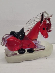 Murano art glass donkey red clear vintage - Picture 1 of 14