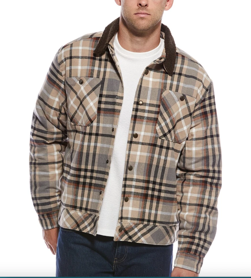 Chaqueta Eisenhower Scotch & Soda Franela Sherpa Forrada a Cuadros Marrón Moca Nueva con Etiquetas L Foto 1 de 1
