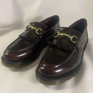 Dr Martens Adrian Snaffle Smooth Leather Kiltie Loafers Cherry Men Size 10 New - Picture 1 of 8