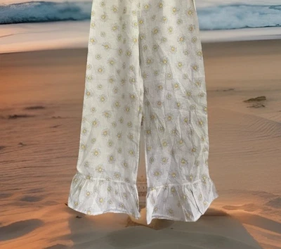 ‘Cha Cha Lounge Pant’ In Ivory Daisy 100% Linen By SLEEPER Size XS NEW $225 - Image 1 of 4