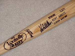 Kurt Abbott H&B Signed Game Bat 1997 Florida Marlins - Picture 1 of 1
