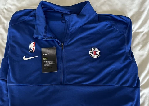 NWT LA CLIPPERS Nike Dri-Fit 1/4 Zip NBA Warm Up Jacket XL Blue NBA Authentics Cover