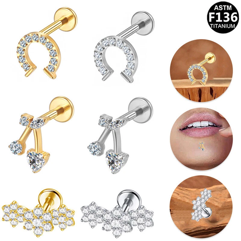 F136 Titanium Earring Hypoallergenic Piercing Stud Crawler Earring for Cartilage - Image 1 of 4