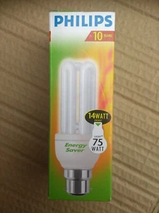 1x Philips Energy Saving Bulb 14W (75W) 800lum 10000h 10Yr B22 Bayonet - NEW - Picture 1 of 3