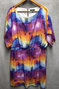 Lux II Dress Size 3X Multicolor Belt Missing Lined Colorful Watercolor - Picture 1 of 13