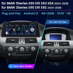 Android 13 4+32GB Für BMW 5er E60 E61 CIC CCC Autoradio CarPlay 8-Kern GPS Navi - Bild 1 von 8