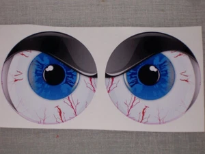 BLUE NO FEAR EYES #2 VINYL DECAL PAIR SHOTGUN AIR INTAKE HOOD SCOOP bug Catcher - Picture 1 of 2