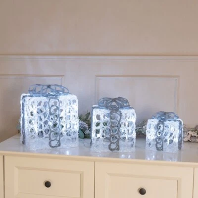 VALUELIGHTS 3x Regali di Natale Illuminati Decorazioni Natale Esterno Scatole Regalo Interni