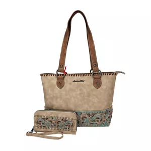 Montana West American Bling Concealed Carry Purse Matching Wallet Tan - Picture 1 of 8