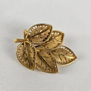 Vintage Gold-Tone Leaf Brooch Pin - Picture 1 of 4